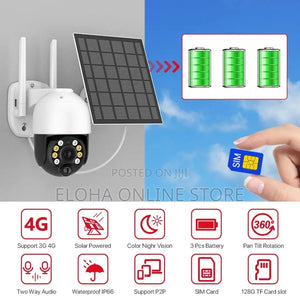 4G LTE Cellular Security Camera Includes SD, 2K Solar Outdoor Cam Wireless